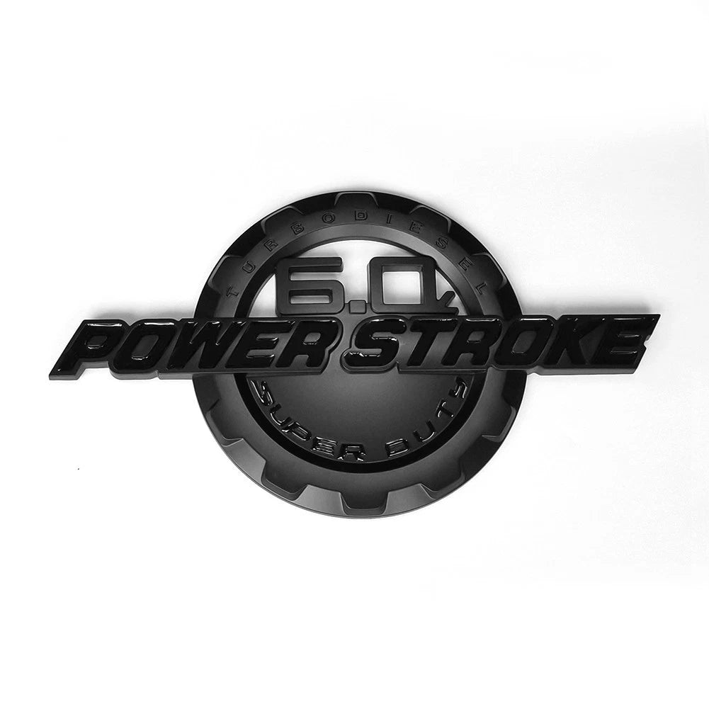 6.0L Powerstroke Emblem for POWER STROKE SUPER DUTY Badge Ford F250 (Black/Chrome/Red) 2-Pack