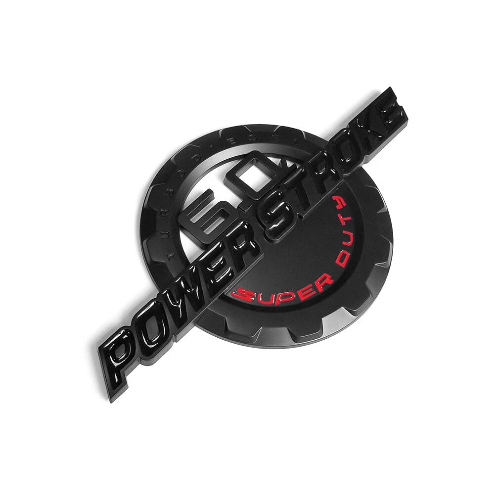 6.0L Powerstroke Emblem for POWER STROKE SUPER DUTY Badge Ford F250 (Black/Chrome/Red) 2-Pack
