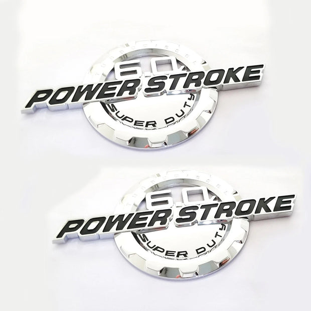 6.0L Powerstroke Emblem for POWER STROKE SUPER DUTY Badge Ford F250 (Black/Chrome/Red) 2-Pack