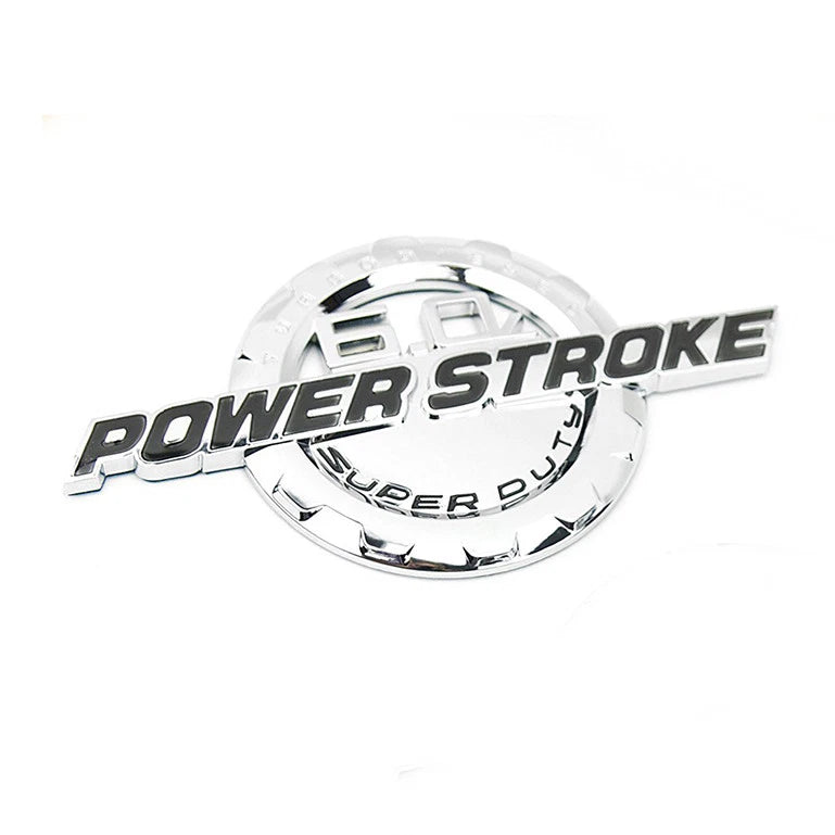 6.0L Powerstroke Emblem for POWER STROKE SUPER DUTY Badge Ford F250 (Black/Chrome/Red) 2-Pack