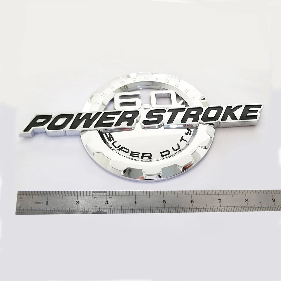 6.0L Powerstroke Emblem for POWER STROKE SUPER DUTY Badge Ford F250 (Black/Chrome/Red) 2-Pack