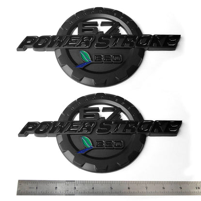 6.7L Powerstroke Turbo Diesel Emblem Badge for 2011-16 Ford Super Duty (Black/Red/Chrome) 2-Pack