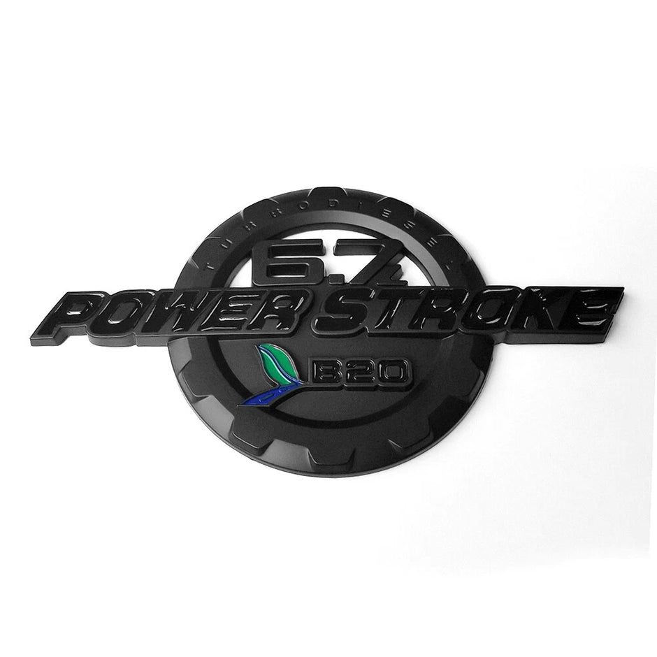6.7L Powerstroke Turbo Diesel Emblem Badge for 2011-16 Ford Super Duty (Black/Red/Chrome) 2-Pack