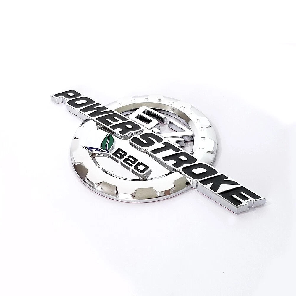 6.7L Powerstroke Turbo Diesel Emblem Badge for 2011-16 Ford Super Duty (Black/Red/Chrome) 2-Pack