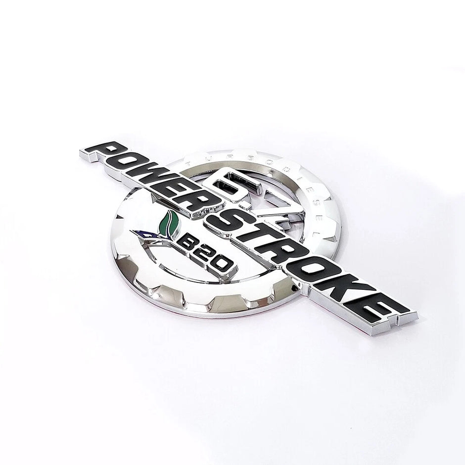 6.7L Powerstroke Turbo Diesel Emblem Badge for 2011-16 Ford Super Duty (Black/Red/Chrome) 2-Pack