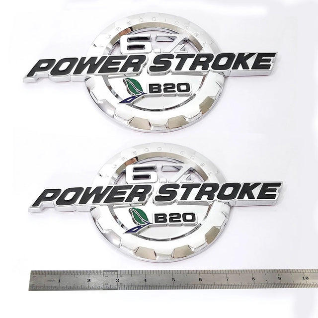 6.7L Powerstroke Turbo Diesel Emblem Badge for 2011-16 Ford Super Duty (Black/Red/Chrome) 2-Pack