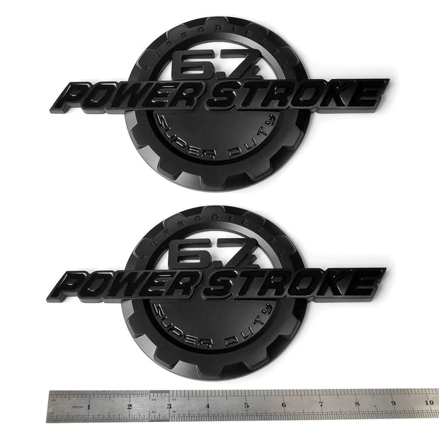 6.7L Powerstroke Emblem Badge for 2011-2024 Ford Super Duty F250 F350 (Black/Chrome/Red) 2-Pack
