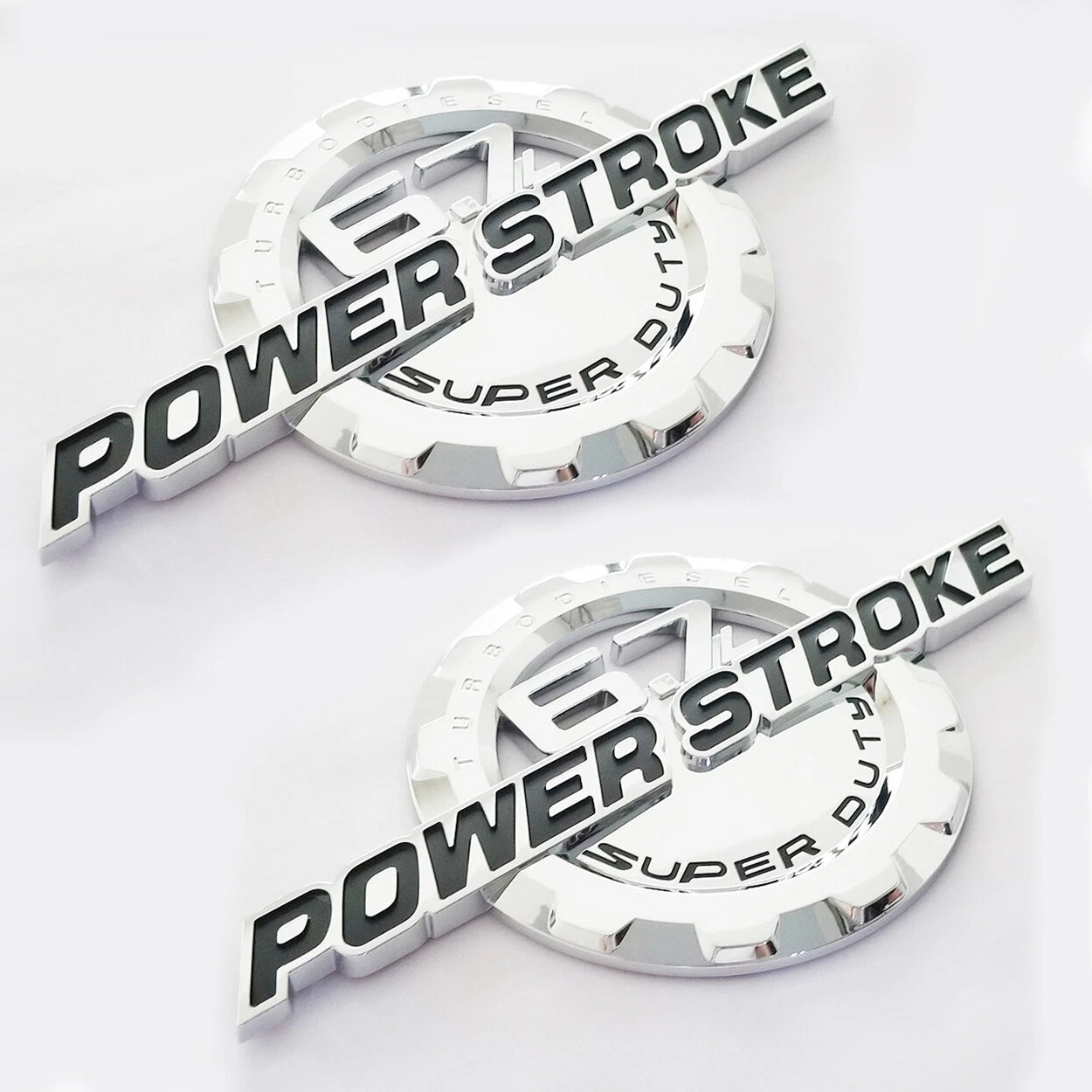 6.7L Powerstroke Emblem Badge for 2011-2024 Ford Super Duty F250 F350 (Black/Chrome/Red) 2-Pack