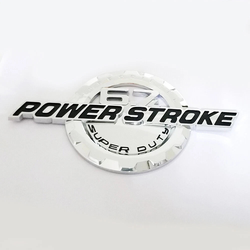 6.7L Powerstroke Emblem Badge for 2011-2024 Ford Super Duty F250 F350 (Black/Chrome/Red) 2-Pack