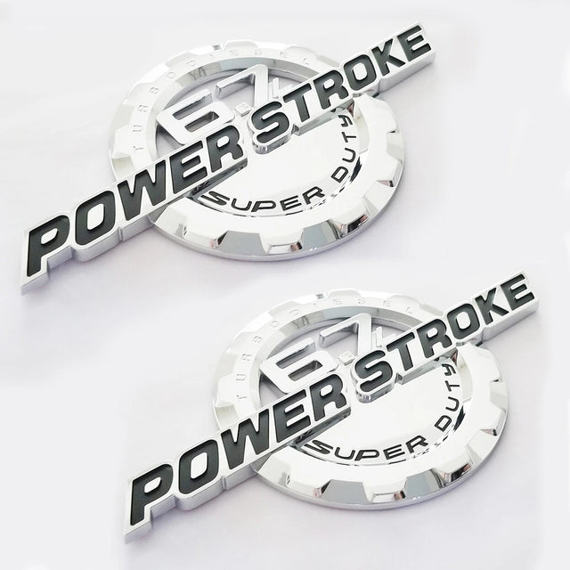 6.7L Powerstroke Emblem Badge for 2011-2024 Ford Super Duty F250 F350 (Black/Chrome/Red) 2-Pack