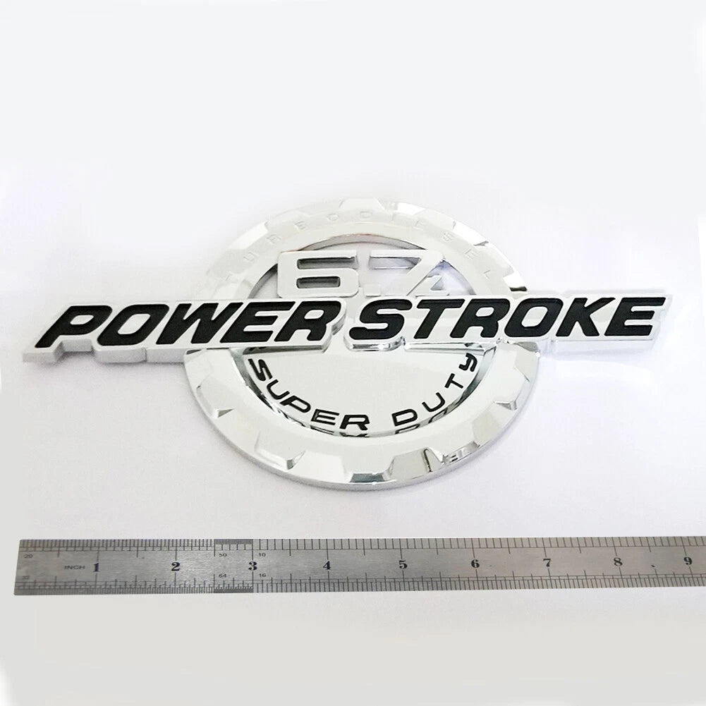 6.7L Powerstroke Emblem Badge for 2011-2024 Ford Super Duty F250 F350 (Black/Chrome/Red) 2-Pack