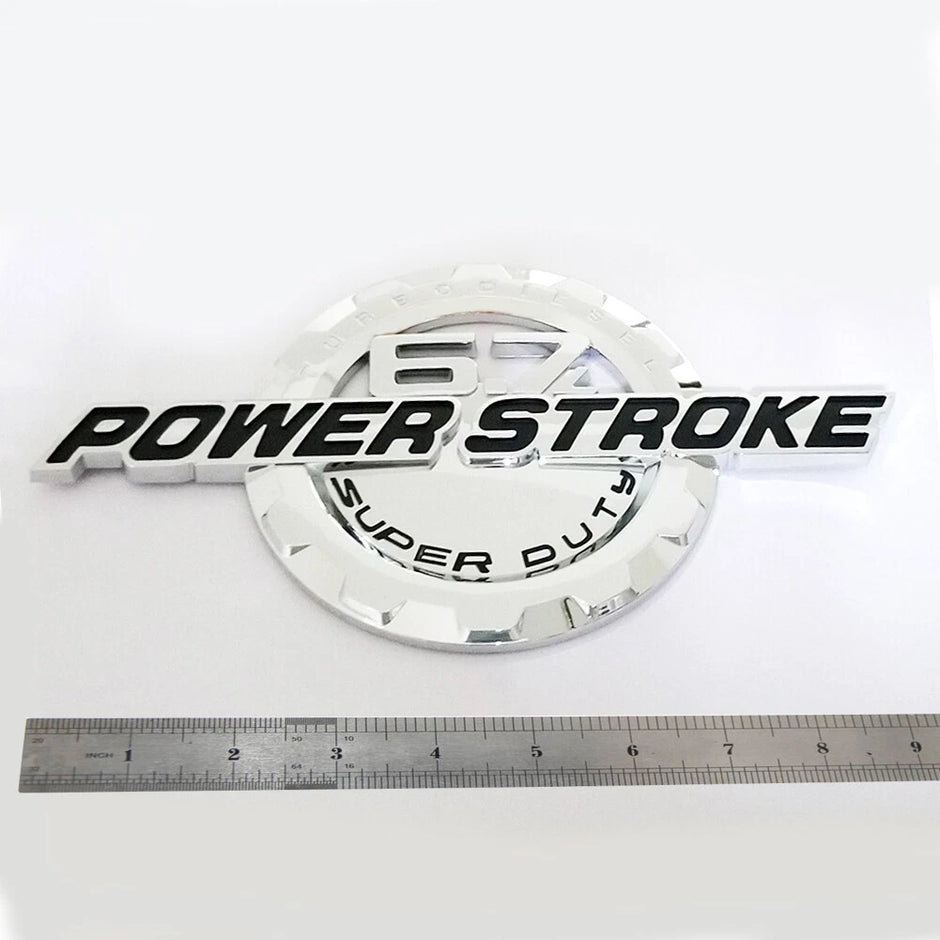 6.7L Powerstroke Emblem Badge for 2011-2024 Ford Super Duty F250 F350 (Black/Chrome/Red) 2-Pack