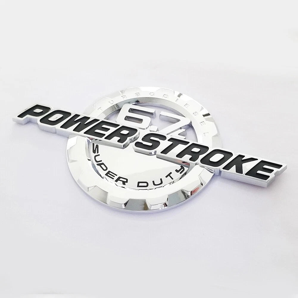 6.7L Powerstroke Emblem Badge for 2011-2024 Ford Super Duty F250 F350 (Black/Chrome/Red) 2-Pack