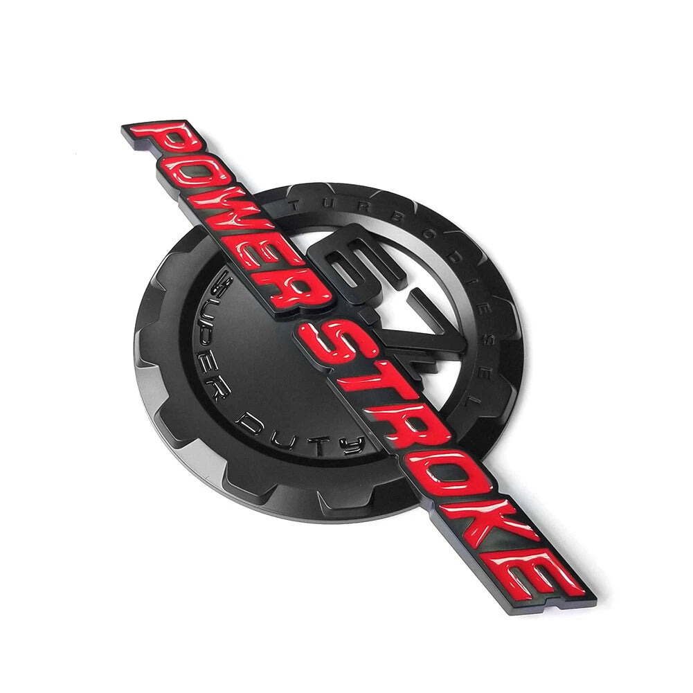 6.7L Powerstroke Emblem Badge for 2011-2024 Ford Super Duty F250 F350 (Black/Chrome/Red) 2-Pack