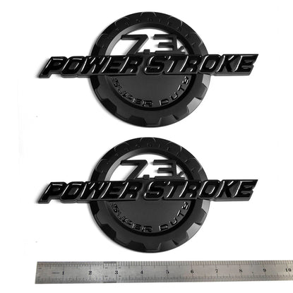 7.3L Powerstroke Emblem 3D Badge for Ford Super Duty F250 F350 F450 (Black/Chrome/Red) 2-Pack