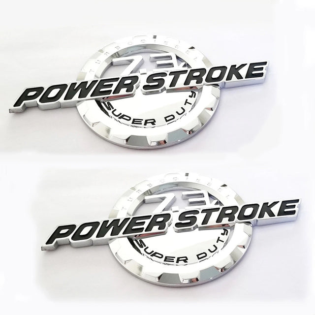 7.3L Powerstroke Emblem 3D Badge for Ford Super Duty F250 F350 F450 (Black/Chrome/Red) 2-Pack