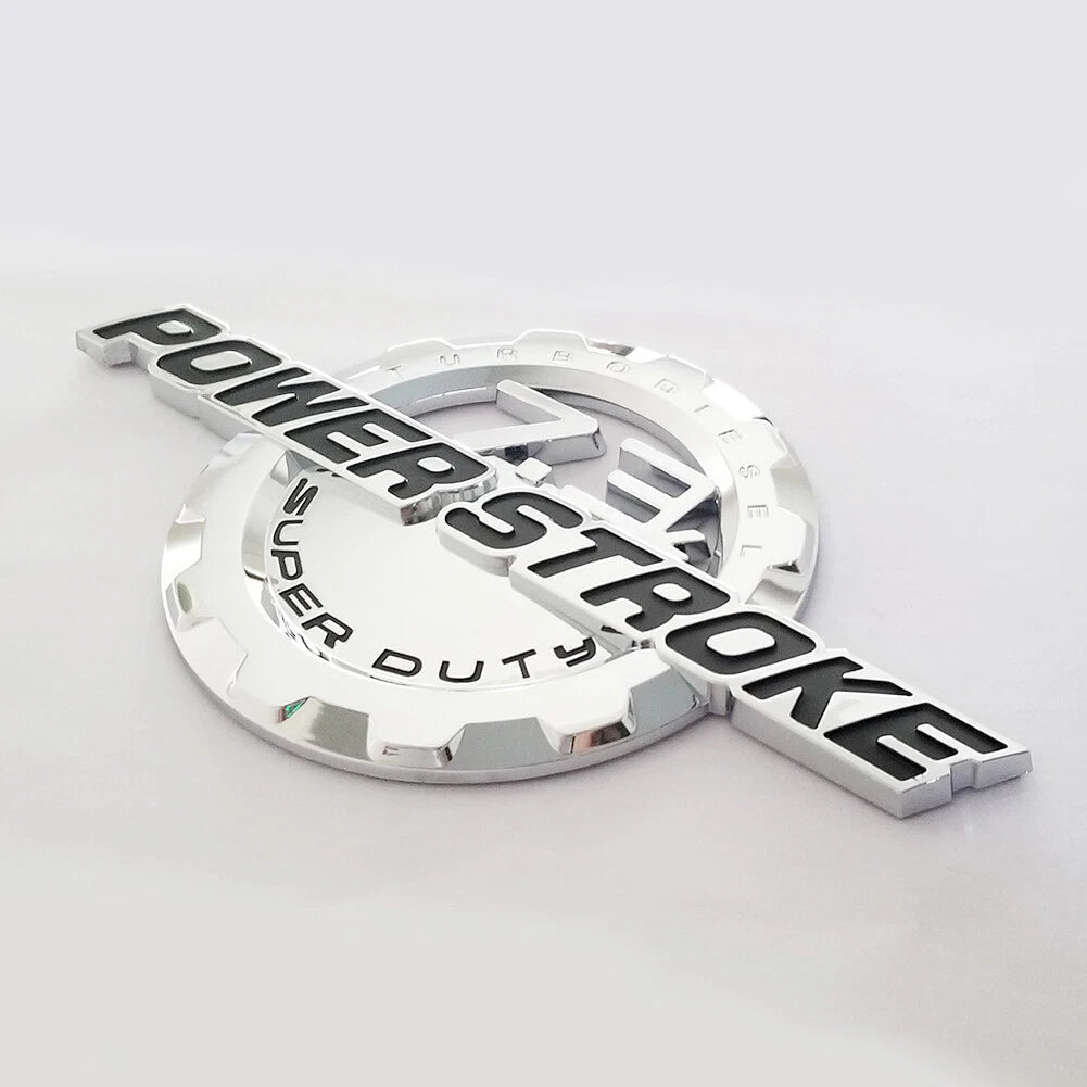 7.3L Powerstroke Emblem 3D Badge for Ford Super Duty F250 F350 F450 (Black/Chrome/Red) 2-Pack