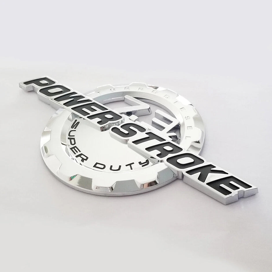 7.3L Powerstroke Emblem 3D Badge for Ford Super Duty F250 F350 F450 (Black/Chrome/Red) 2-Pack