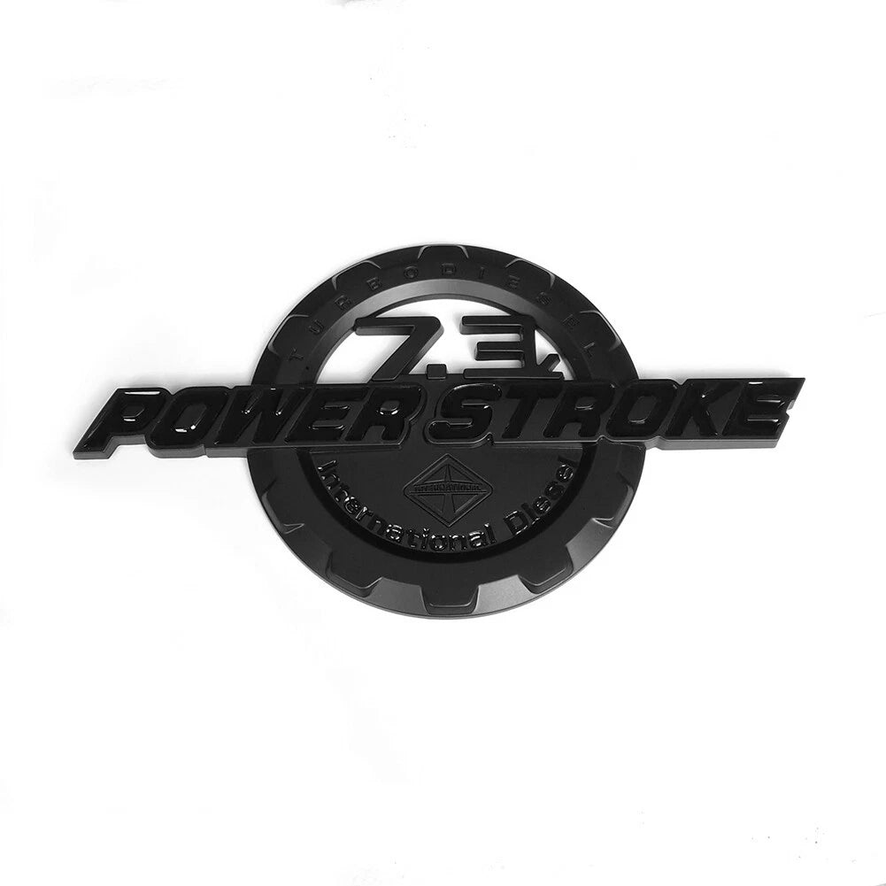 7.3L Powerstroke Emblem for Ford Super Duty International 3D Badge (Black/Chrome/Red) 2-Pack