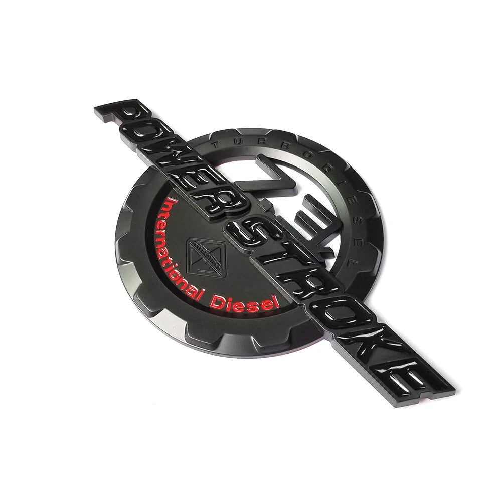 7.3L Powerstroke Emblem for Ford Super Duty International 3D Badge (Black/Chrome/Red) 2-Pack