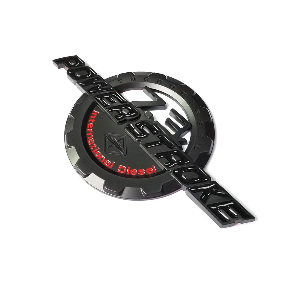 7.3L Powerstroke Emblem for Ford Super Duty International 3D Badge (Black/Chrome/Red) 2-Pack