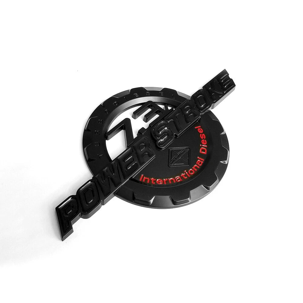 7.3L Powerstroke Emblem for Ford Super Duty International 3D Badge (Black/Chrome/Red) 2-Pack