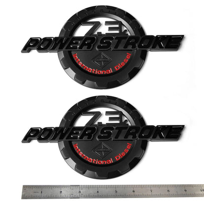 7.3L Powerstroke Emblem for Ford Super Duty International 3D Badge (Black/Chrome/Red) 2-Pack