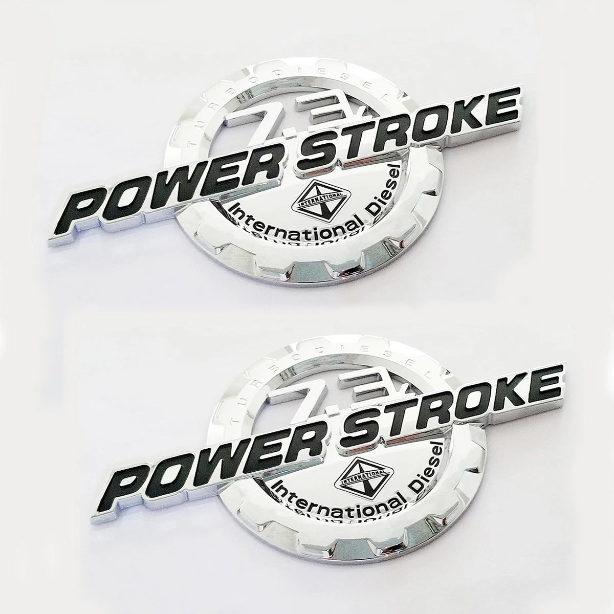 7.3L Powerstroke Emblem for Ford Super Duty International 3D Badge (Black/Chrome/Red) 2-Pack