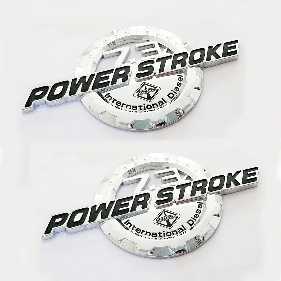 7.3L Powerstroke Emblem for Ford Super Duty International 3D Badge (Black/Chrome/Red) 2-Pack