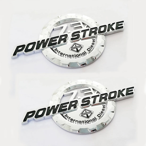 7.3L Powerstroke Emblem for Ford Super Duty International 3D Badge (Black/Chrome/Red) 2-Pack