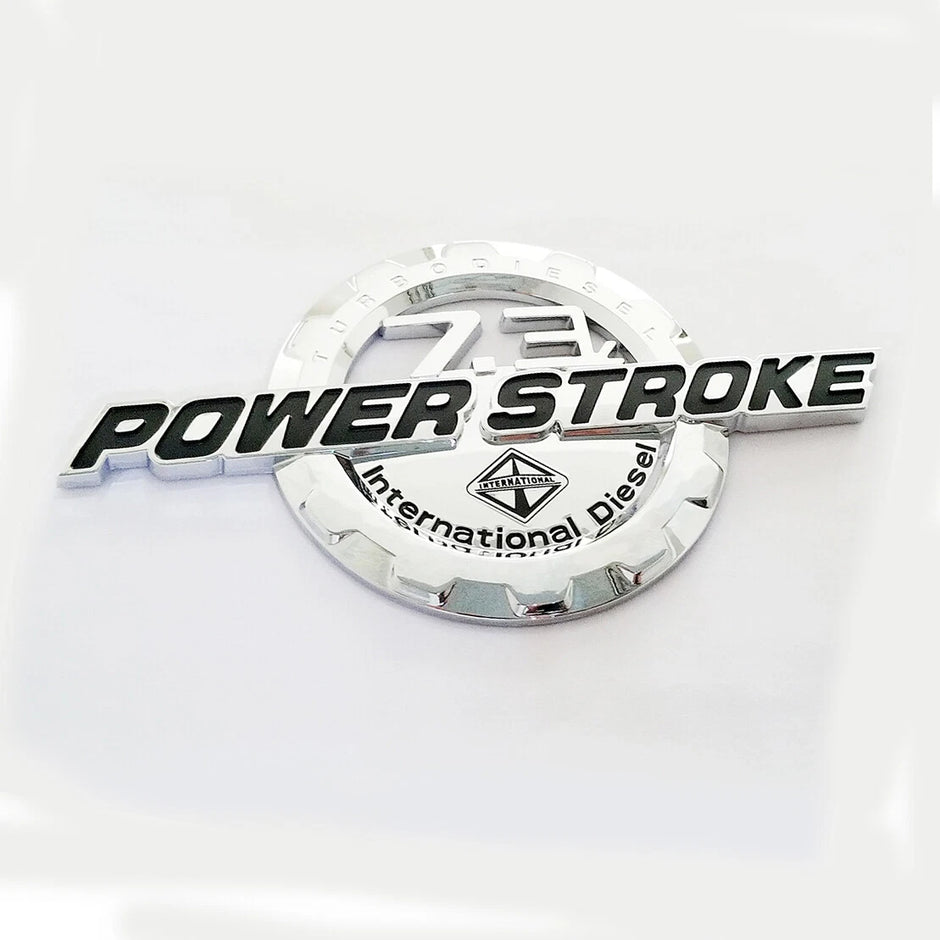 7.3L Powerstroke Emblem for Ford Super Duty International 3D Badge (Black/Chrome/Red) 2-Pack