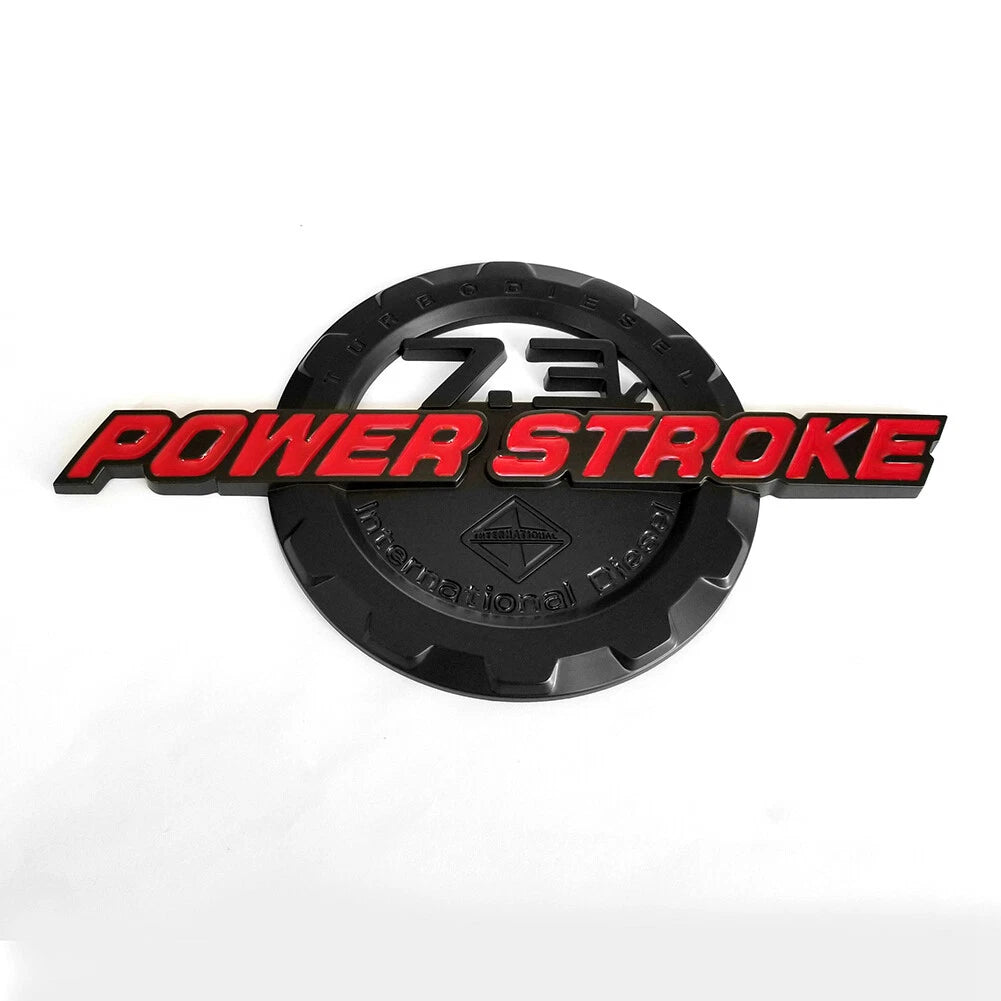 7.3L Powerstroke Emblem for Ford Super Duty International 3D Badge (Black/Chrome/Red) 2-Pack