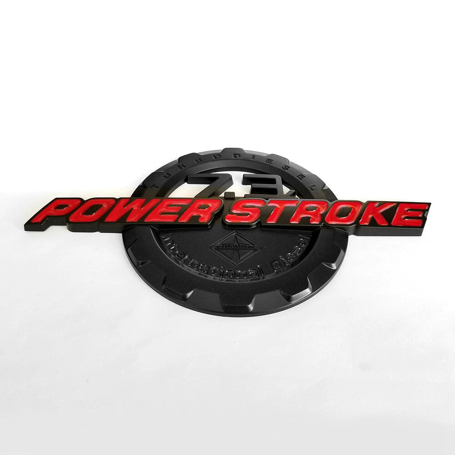 7.3L Powerstroke Emblem for Ford Super Duty International 3D Badge (Black/Chrome/Red) 2-Pack