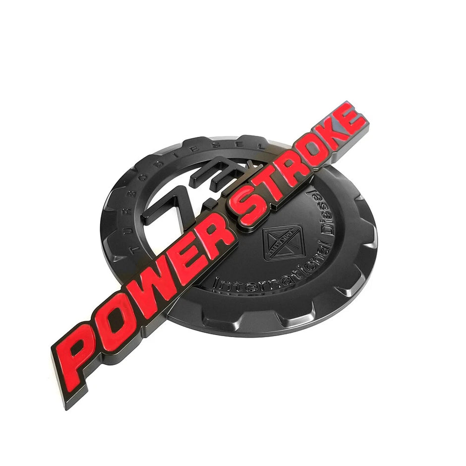 7.3L Powerstroke Emblem for Ford Super Duty International 3D Badge (Black/Chrome/Red) 2-Pack